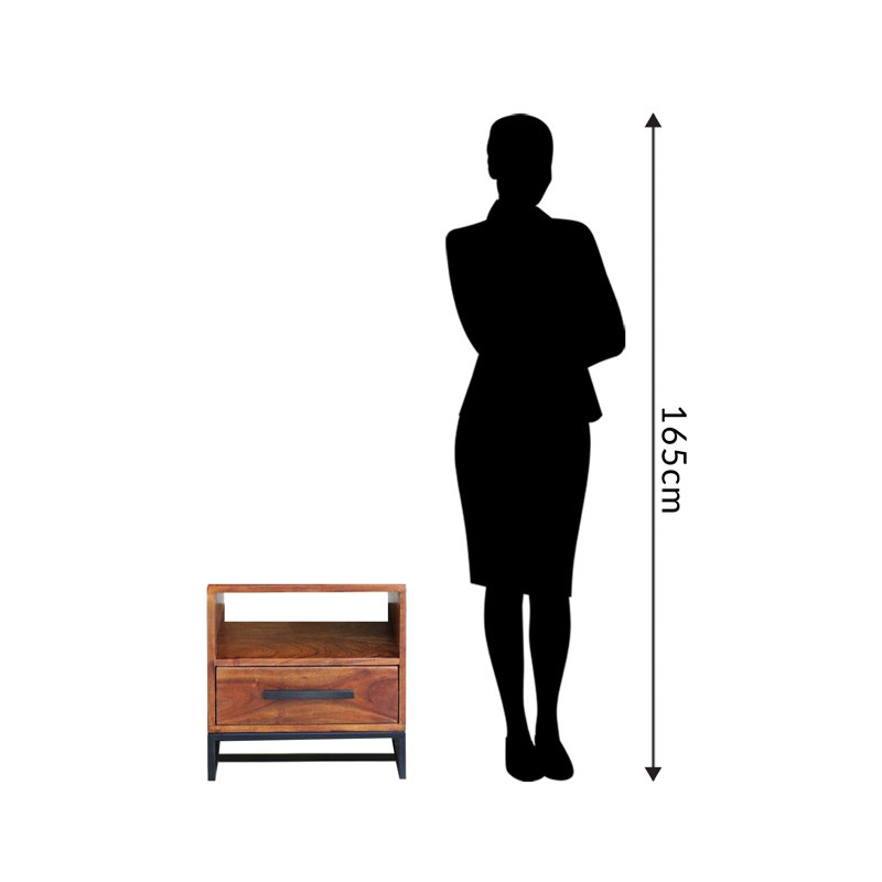 Willoughby 40cm W Solid Wood Bedside Table, Walnut
