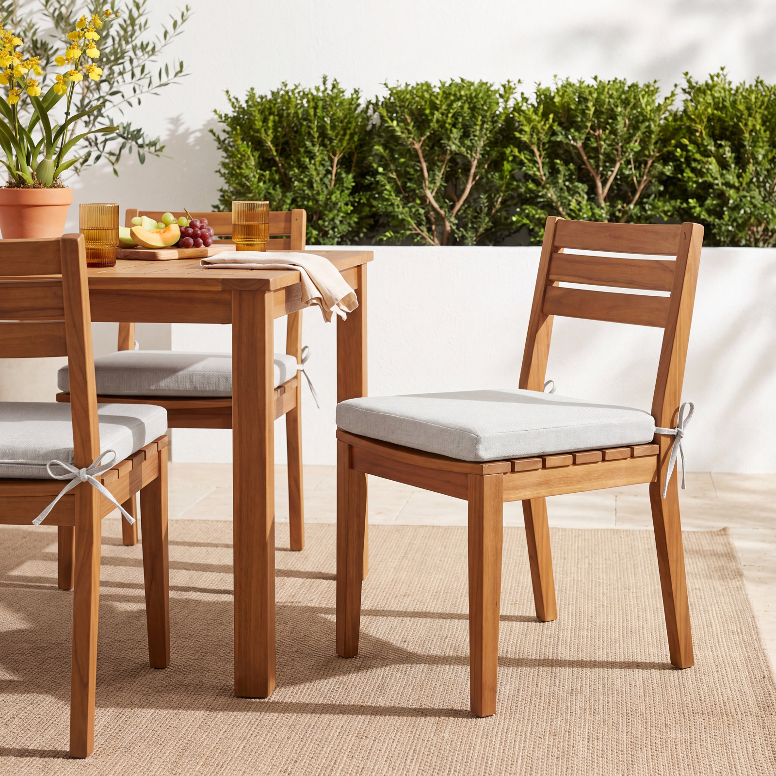 Outdoor Dining Chair Cushion, Ivory, 20" x 20"