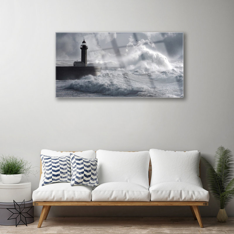 Nature Lighthouse Lake Sea - No Frame Print on Glass