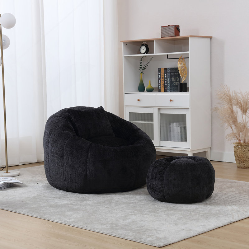 Fauteuils à billes modernes, fauteuil rond confortable pour adultes avec repose-pieds, fauteuil de lecture simple avec coussin pour salon, chambre à coucher, appartement