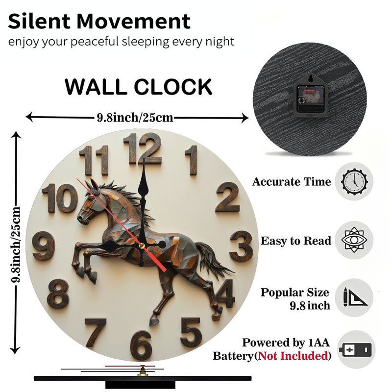 Horloge murale cheval