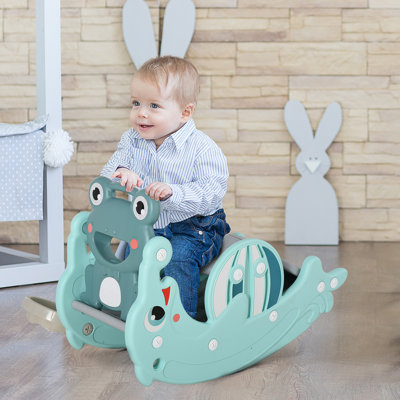 Brynulf 3-in-1 Children Kids Slide Animal with Basketball Hoop Rocker