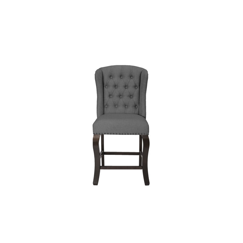 Whittlesey 26'' H Tufted Linen Upholstered Counterheight Chair, 2, Gray