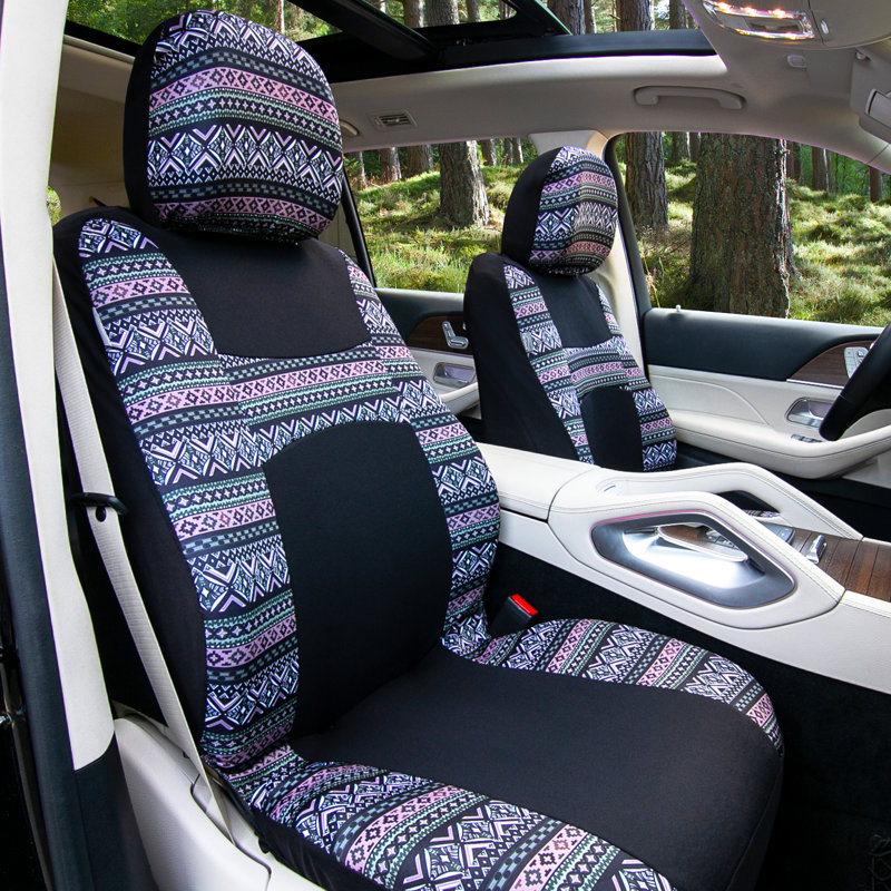 Tartan57 Plaid Print Seat Covers Combo Full Set, Lavendar