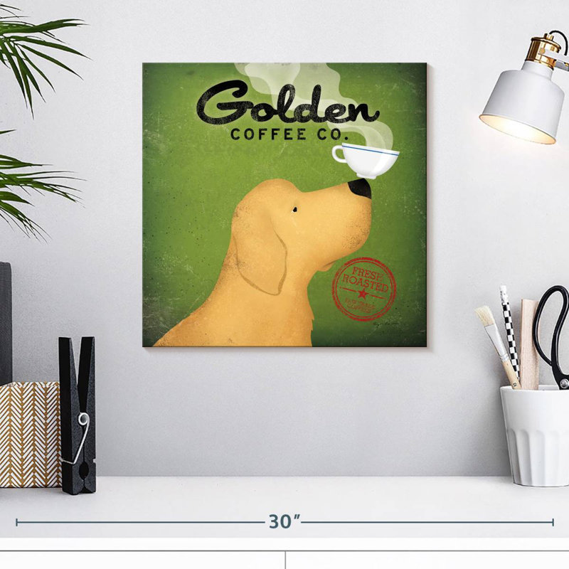 Yarlin Golden Coffee Co sur fond vert, H 16 po x l 16 po