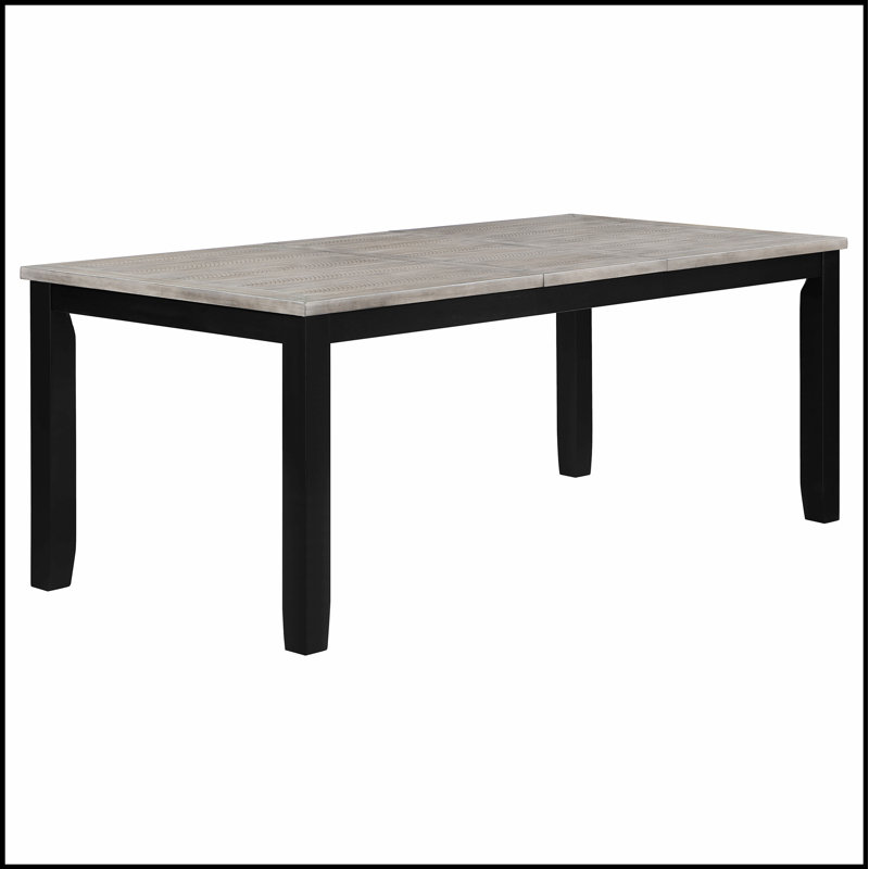 Centera Grey and Black Rectangular Dining Table with Extension Leaf for Versatile and Elegant Dining