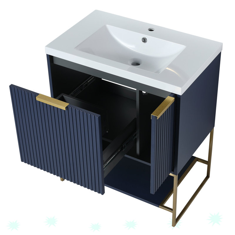 Meuble-lavabo autoportant avec lavabo en résine