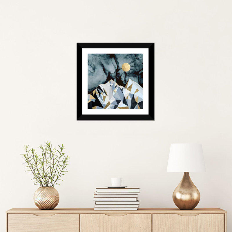 Midnight Peaks - Graphic Art Print, White, 16" H x 16" W x 1" D, Black Framed Paper