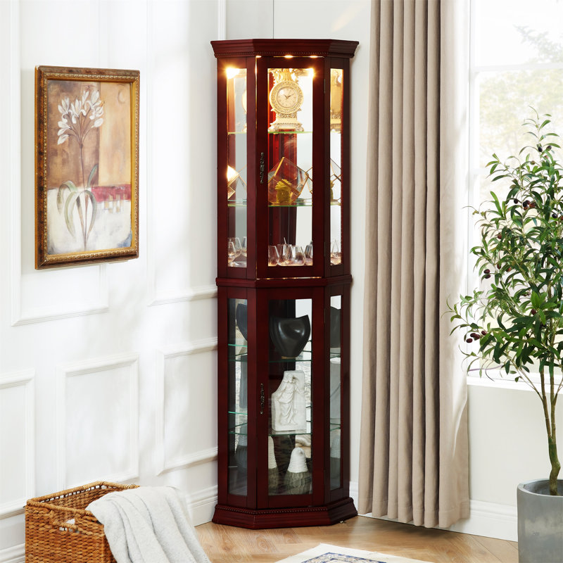 Vitrine de coin avec lumières, Cerisier