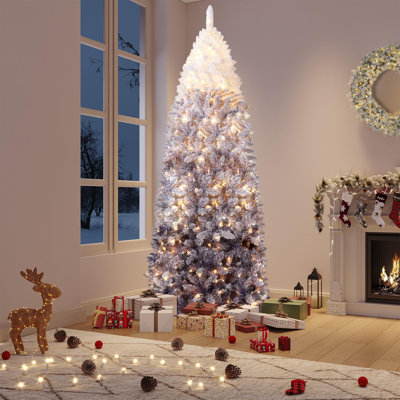 Mince arbre de Noël artificiel avec support en métal robuste, décoration de Noël pour la maison, le bureau