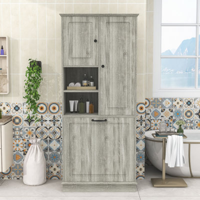Grande armoire de rangement avec tablettes réglables et grand panier rabattable