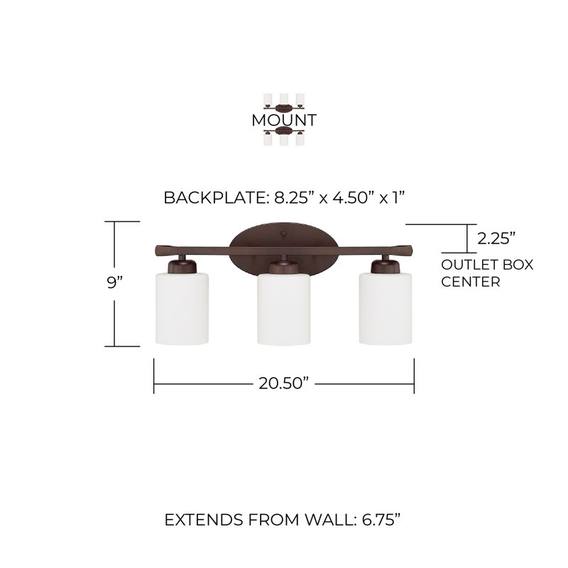 Dixon Dimmable Vanity Light, Bronze, 3