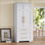 Armoire de cuisine de campagne de 78,2 po de hauteur avec 8 tablettes de porte, armoire de rangement avec 3 tablettes réglables, 3 grands tiroirs, armoire polyvalente pour la cuisine, la salle à manger et la salle de bain-131019331