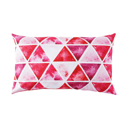 Red Watercolour Triangle Outdoor Lumbar Toss Cushion