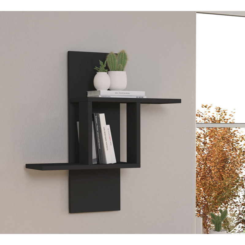 Modern Wall Shelf, 100% Melamine Coated Particle Board, Anthracite Color, 25.2 x 27.6 x 7.9 inches | Durable & Stylish Design | Perfect for Home or Office, Easy Wall-Mount Installation, Space-Saving Solution