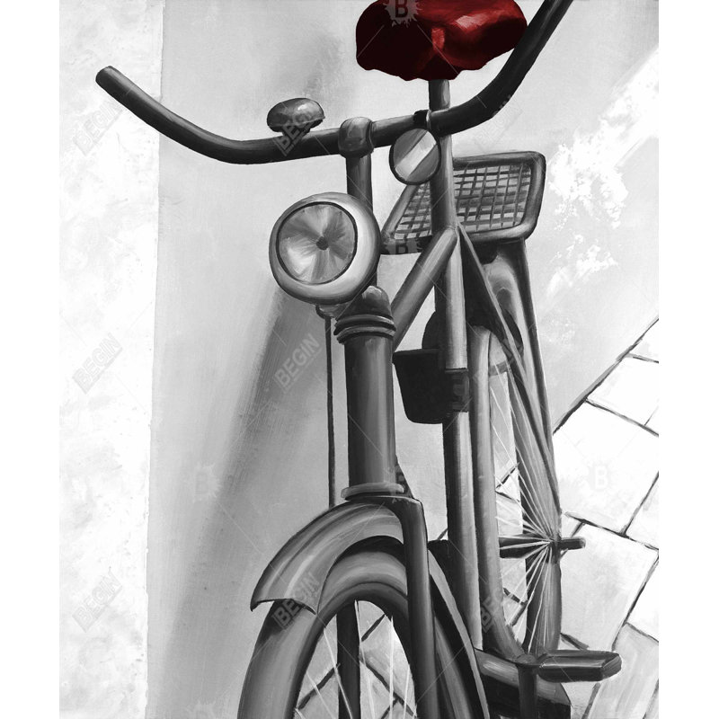 Abandonné à bicyclette - Toile monochrome noire, décoration intérieure