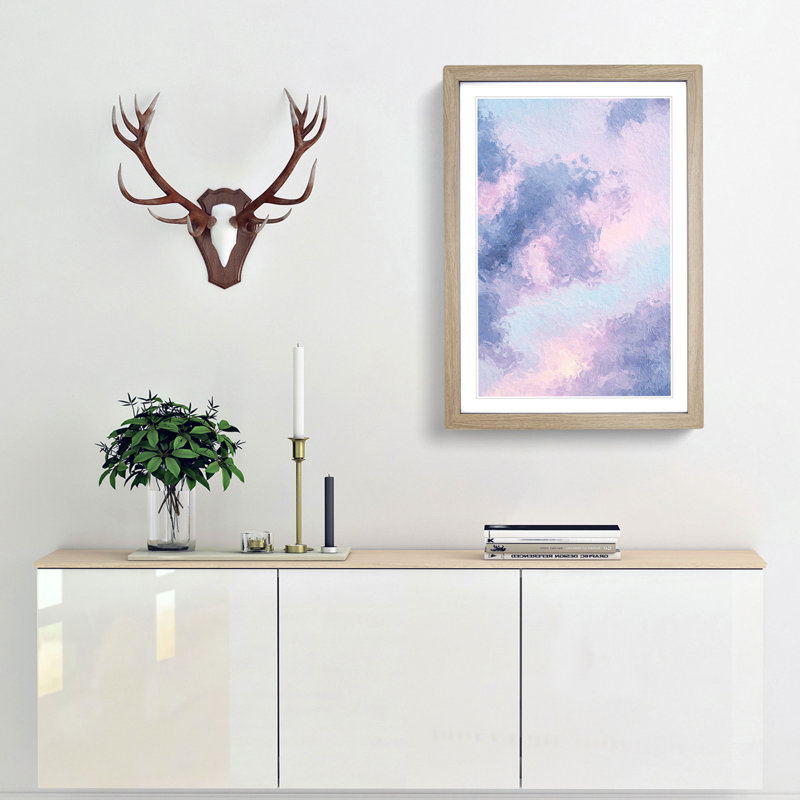 The Purple Clouds in Abstract - Picture Frame Painting Print, 65cm H x 48cm W x 2cm D, Oak Framed