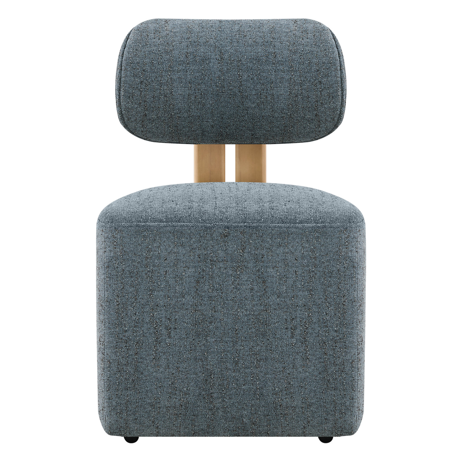 Modern Upholstered Dining Chair with Solid Wood Frame and Casters, Chenille Blue