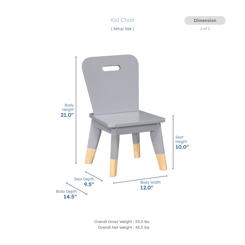 Ensemble 5 pièces de table et chaises pour enfants Inderpreet, Gris