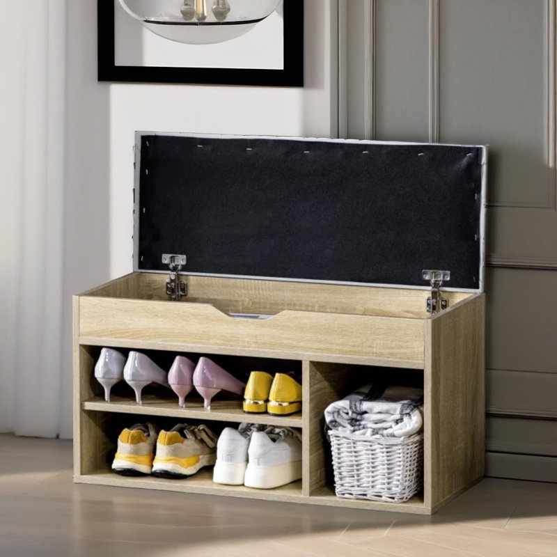 Shoe Storage Shoe Bench Oak With Seat Lift Top Chest Hallway Entryway Furniture