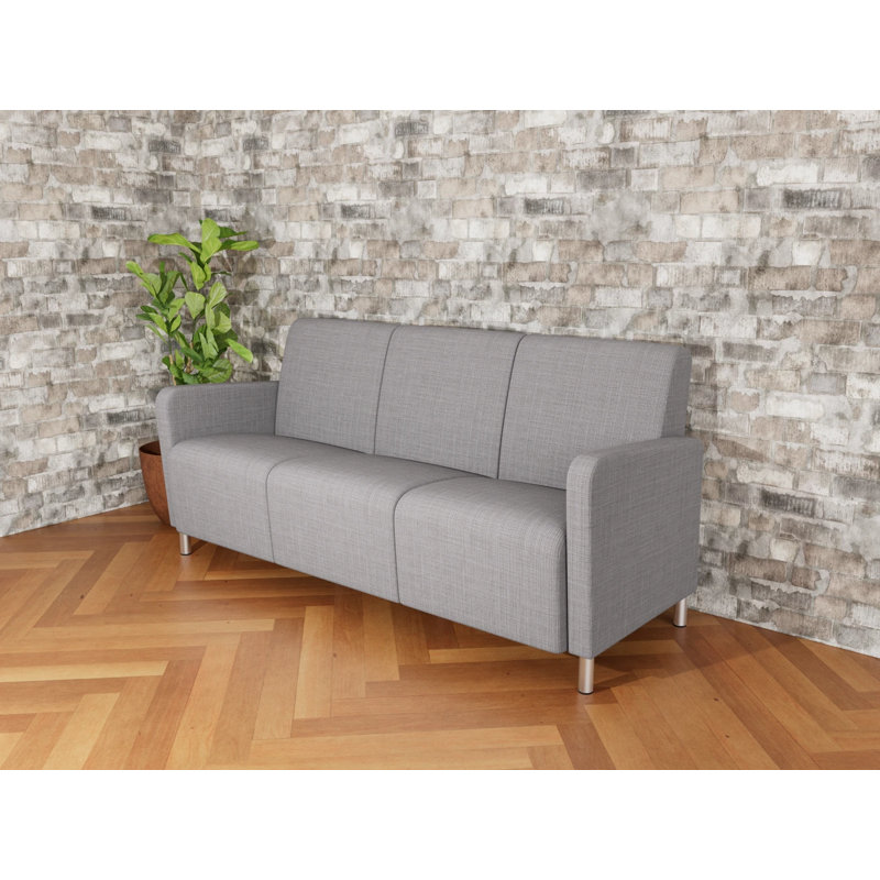 Fauteuil de réception 3 places Ravenna, Acier brossé, Gris chambray