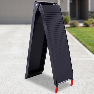 LifeSky 1500 lbs Capacity Aluminum Folding Truck Ramps – 80"x12" Portable Loading Ramps with Black Coating, Non-Slip Surface & Straps, for ATV, UTV, Lawn Mowers, Snowblower & Bike (2PCS)