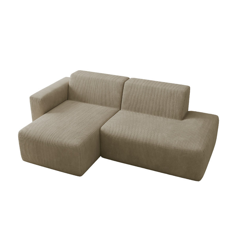 Berlare Modular Corner Sofa, Khaki Corduroy, Left Hand Facing