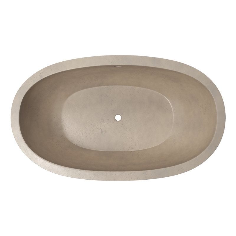 Avalon NativeStone Freestanding Soaking Cement Bathtub, 21" H x 36" W x 62" L, Sand