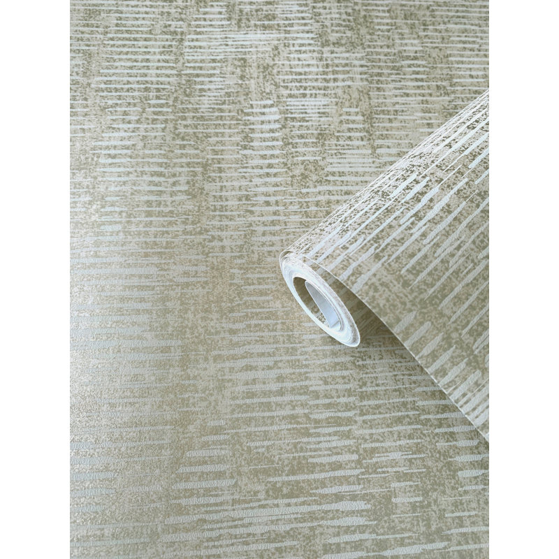 Elegance Collection Stripy Shimmer Wallpaper Roll, Beige