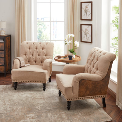 Ensemble de 2 fauteuils d'appoint à oreilles rembourrés de 31,5 po de largeur Erithon