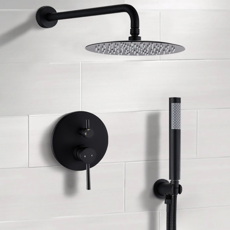 Pommes de douche 10 po noir mat: pluie et à main, laiton pour une salle de bain raffinée et élégante, Noir mat