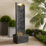 Millwood Pines 38.5" Modern Outdoor LED Waterfall Fountain