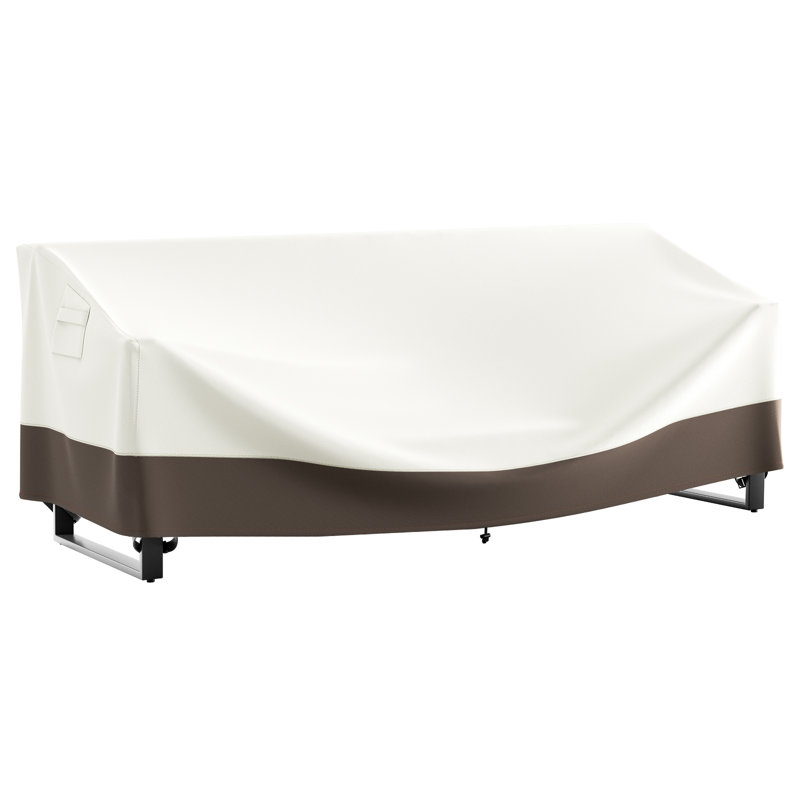 Wendella All-Weather Water Resistant Patio Sofa Cover With Breathable Fabric, 4 Adjustable Elastic Hem, 2 Click-Close Straps & Padded Handles – Windproof, UV Protected