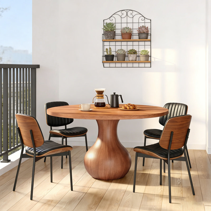 Piédestal en bois massif 8 personnes pour 8 personnes avec base lourde Cherelle,  H 29,5 po x L 59 po x l 59 po.