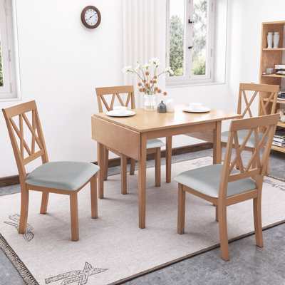 5 Piece Extendable Dining Set Farmhouse Style