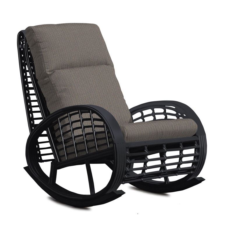 Dynasty Outdoor Rocker Chair, Spectrum Graphite Sunbrella® Plainweave, Black Mushroom