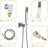 Brushed Nickel Dual Shower Head - 10 Inch Square Ceiling Mount With Adjustable Water Flow And Handheld Function Rain -Balanced Valve Detachable-121077220