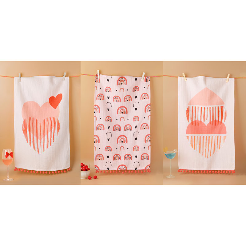 Modern Heart & Rainbow Kitchen Towel Set