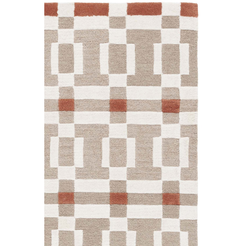 Tapis géométrique en laine et en coton touffeté à la main Jassir, Rectangle 4 pi x 6 pi