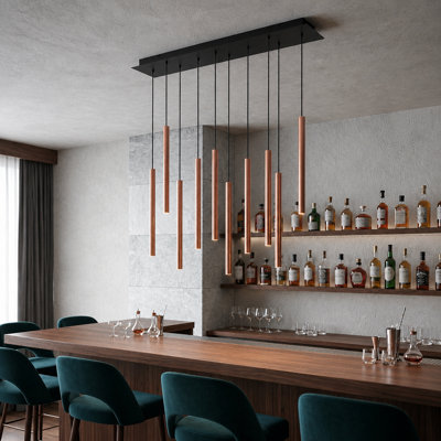 Luminaire suspendu linéaire à 10 lumières pour îlot de cuisine Baileyton