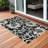 3' X 5' Black and Ivory Floral Washable Non Skid Indoor Outdoor Area Rug
