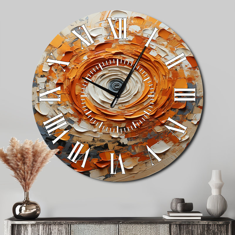 Horloge murale orange et blanche, Surdimensionné