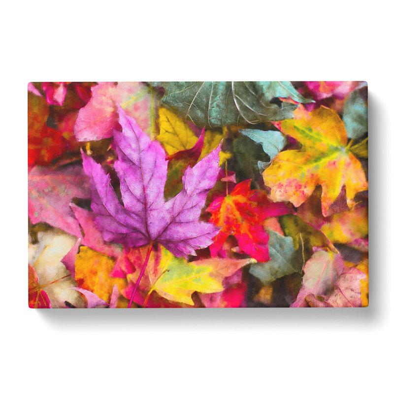 Colourful Autumn Leaves - Wrapped Canvas Painting, 50cm H x 76cm W x 3cm D