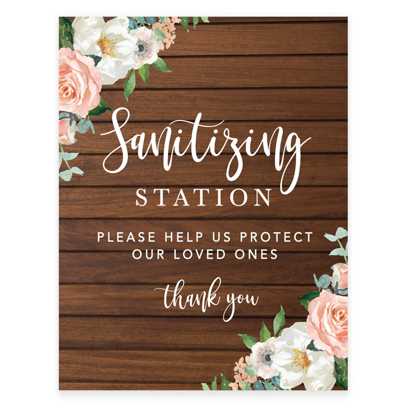 Poste de lavage floral en bois rustique, plaque de table à impression à l’encre blanche
