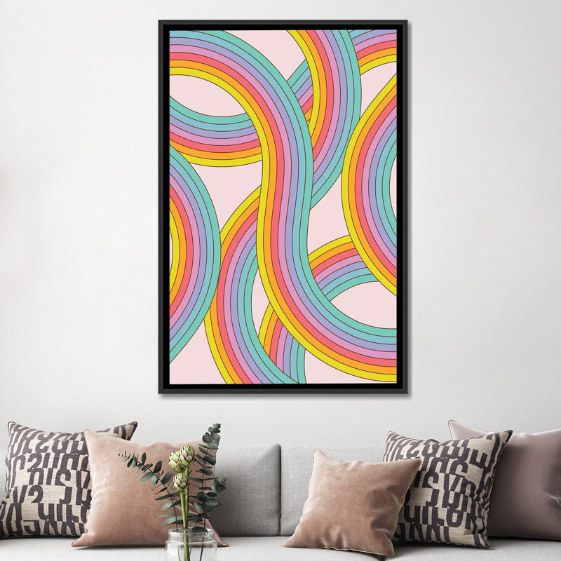 Rainbow Stripes - reproduction d'art murale - toile encadrée, H 60 po x l 40 po, Toile à cadre flottant sans passe-partout