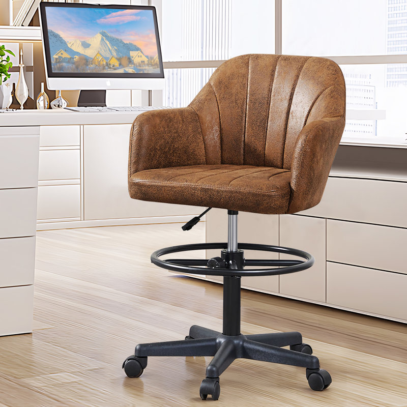 Tabouret pivotant à hauteur réglable Bhavjot, Brun