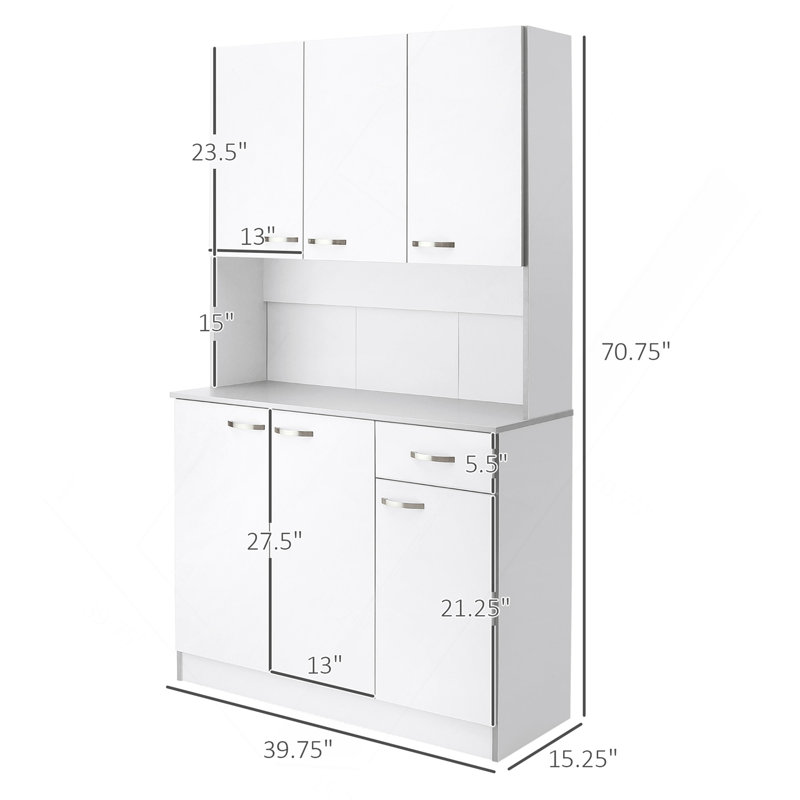 Buffet de cuisine 71 po autoportant moderne avec desserte et rangement