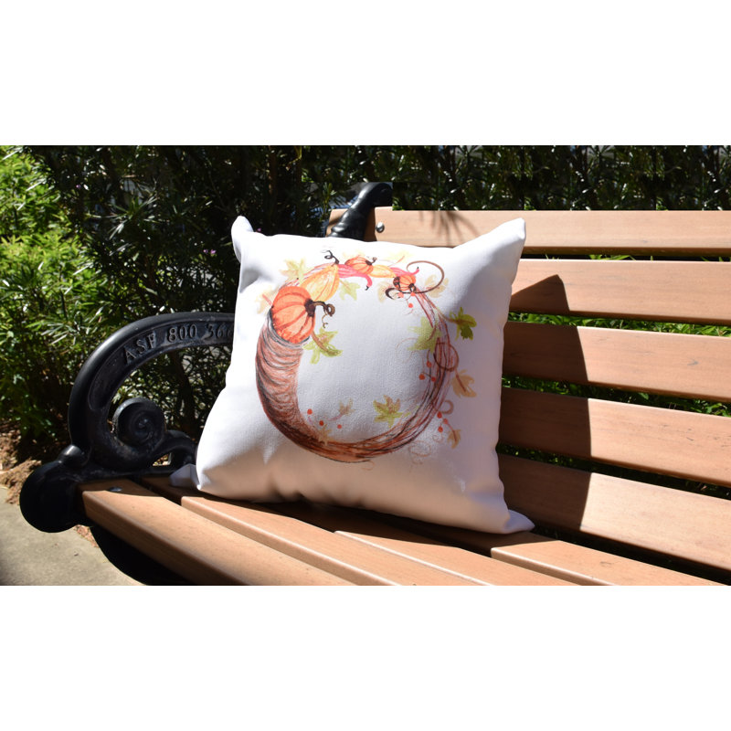 Harvest Outdoor Reversible Throw Pillow, 18" x 18", Cream