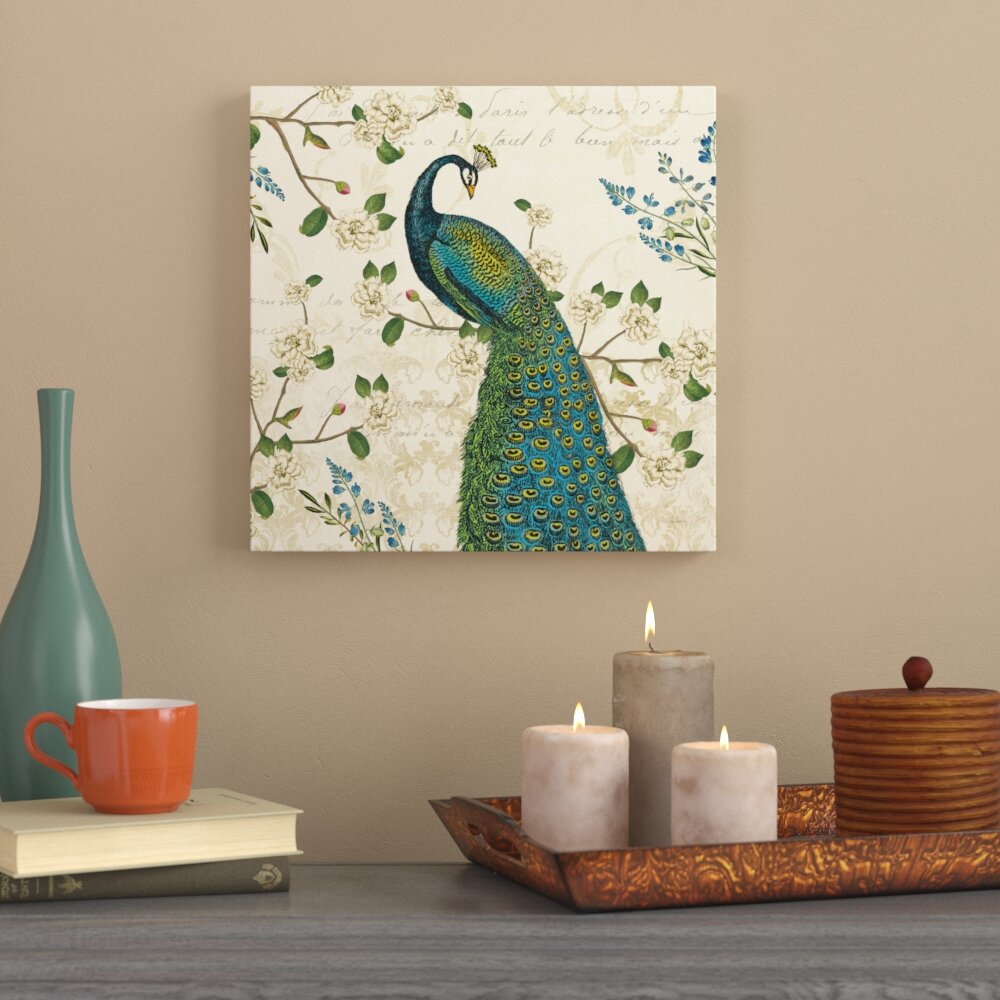 Dakota Fields Peacock Arbor Ii Ivory Sq By Sue Schlabach On Canvas Wayfair 4674