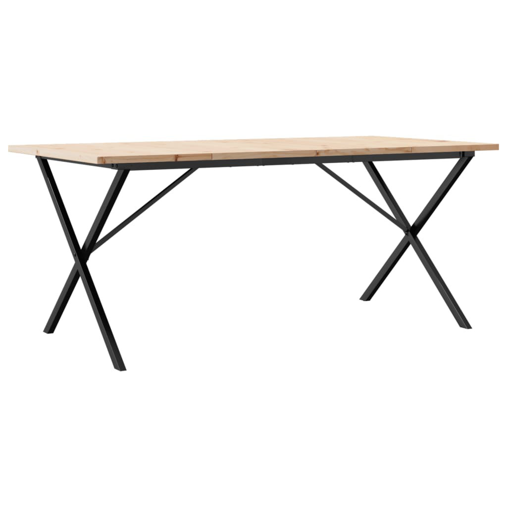 VIDAXL Dining Table with X-Frame Design 180x90x75.5 cm Solid Pine Wood and Steel - Image 3